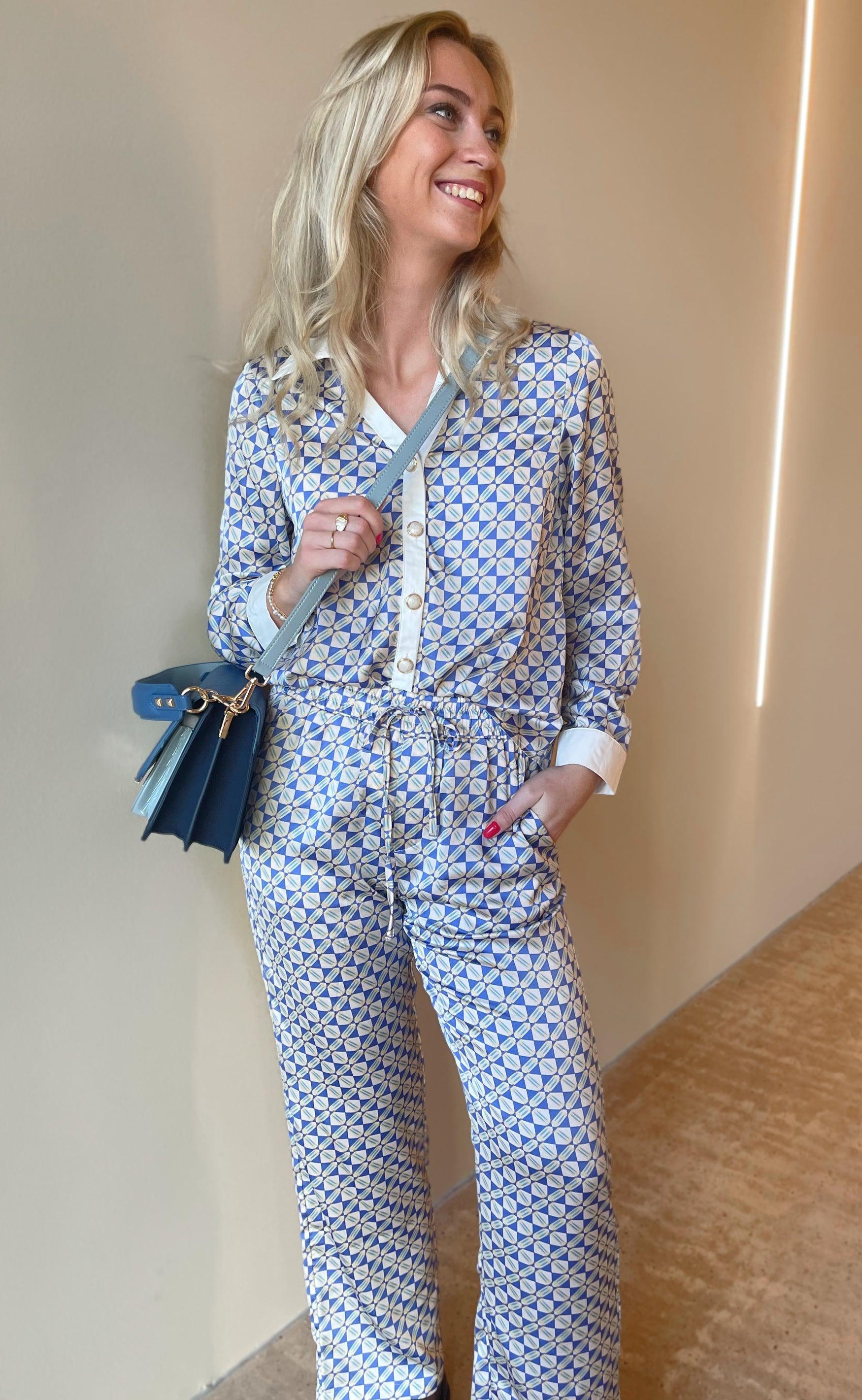 Say INA Copenhagen Skjorte - Nora - Graphic Blue