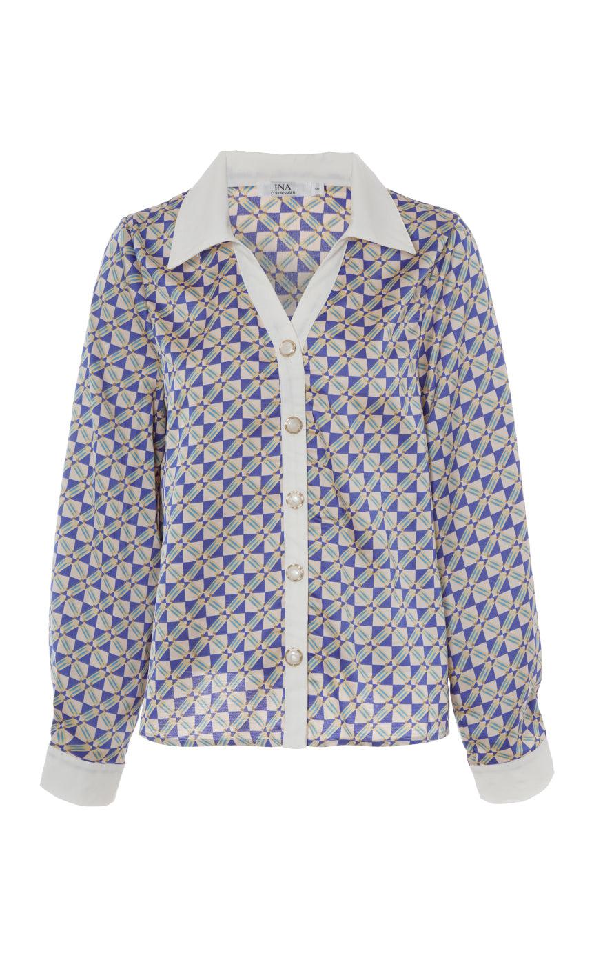Say INA Copenhagen Skjorte - Nora - Graphic Blue