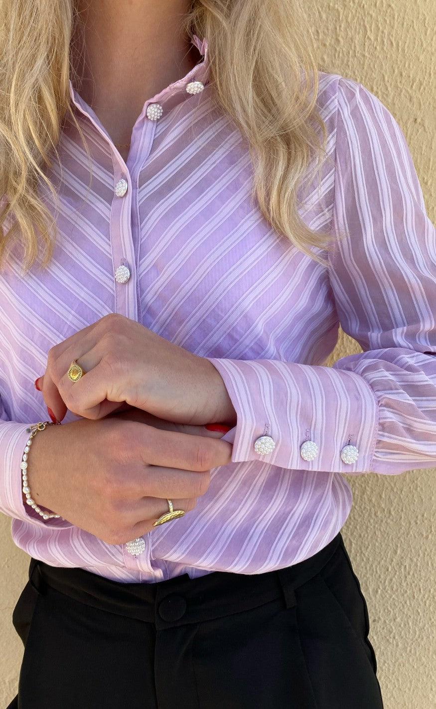 Say INA Copenhagen Skjorte - Sophia - Lilac Striped
