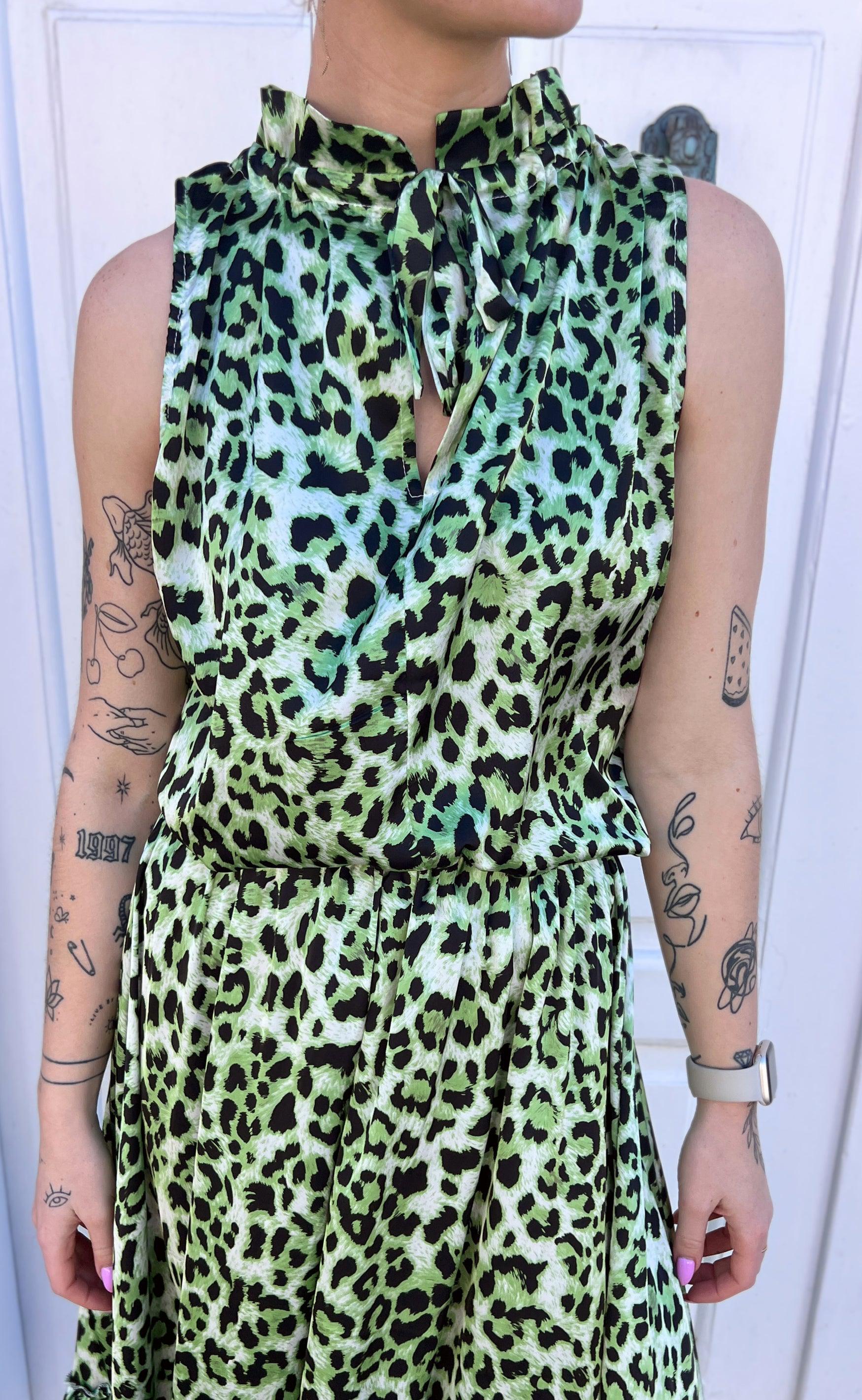 Say INA Copenhagen Top - Ellen - Green Leo (vendbar)