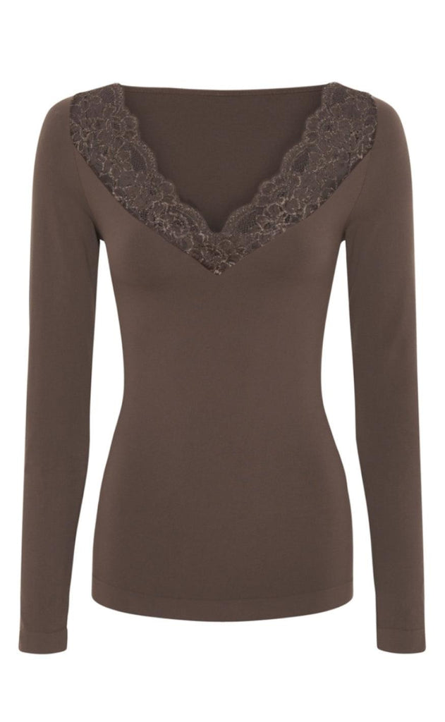 Tim & Simonsen Bluse - Belen V-Lace - Caffe