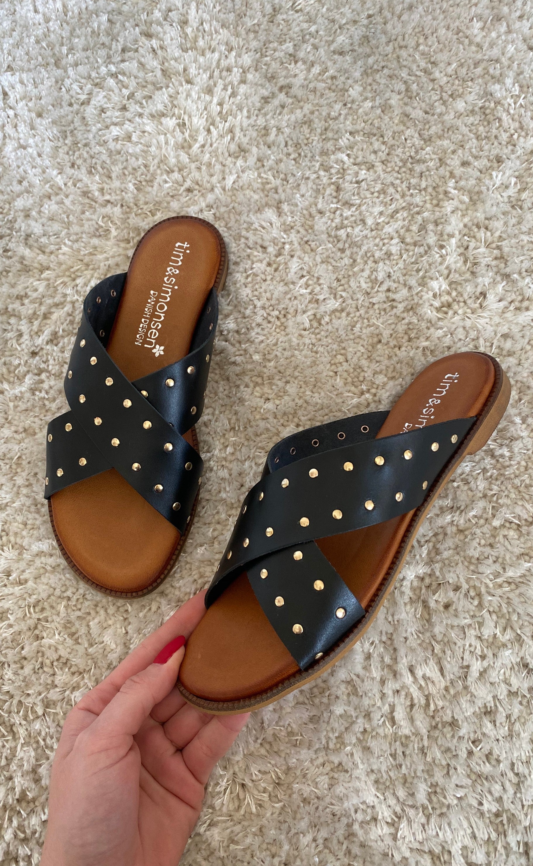 Tim & Simonsen Sandaler - Tine Stud Slip In - Black