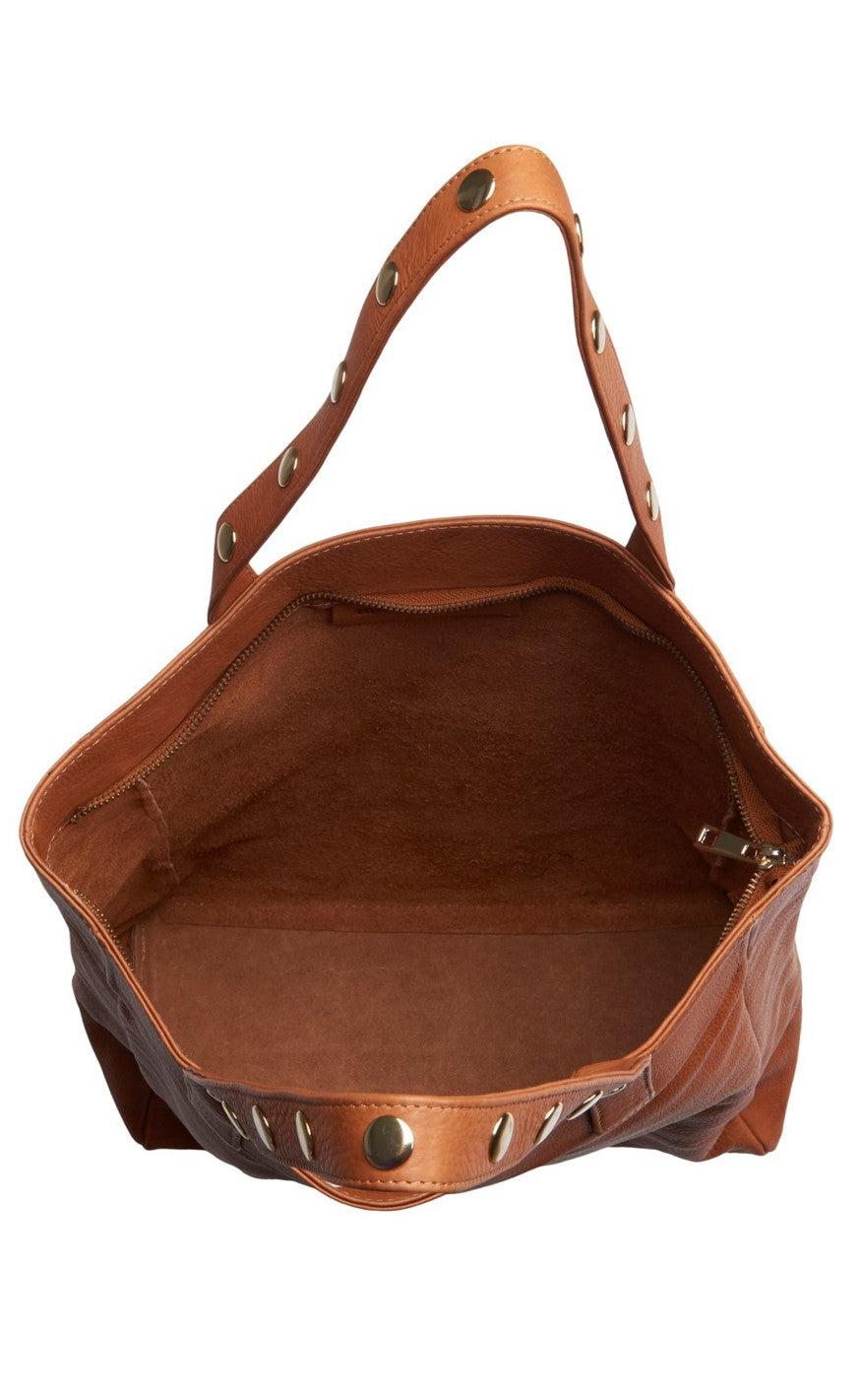 Tim & Simonsen Taske - Pernille Stud Shopper - Cognac / Gold