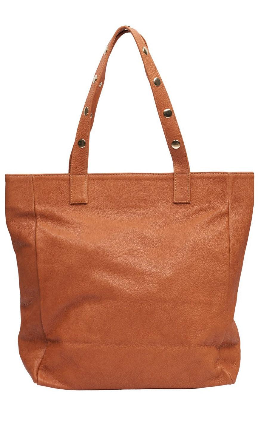 Tim & Simonsen Taske - Pernille Stud Shopper - Cognac / Gold