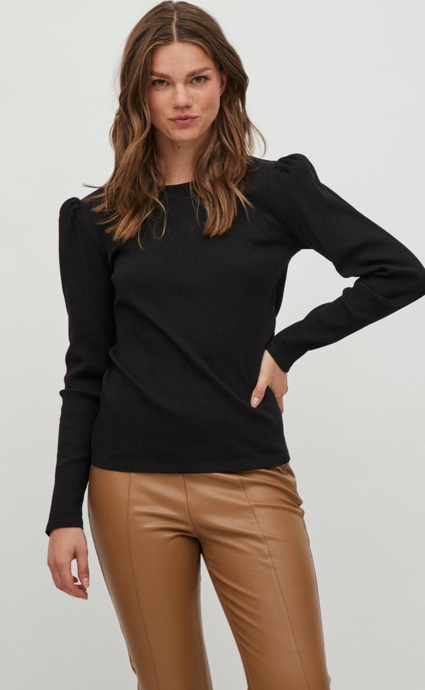 VILA Bluse - Balu Puff - Black