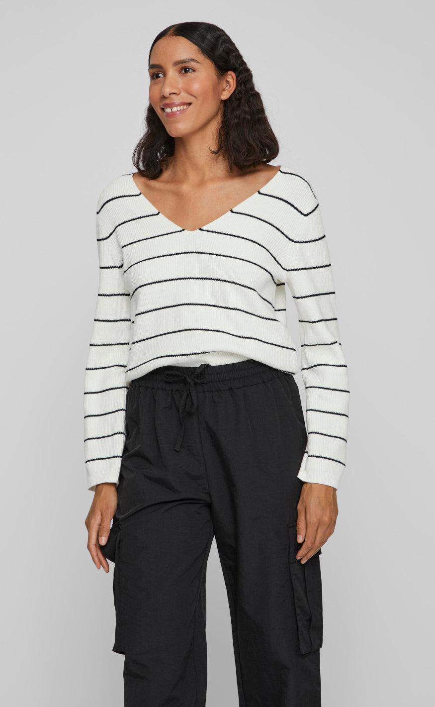 VILA Bluse - Chao - White Alyssum/Black