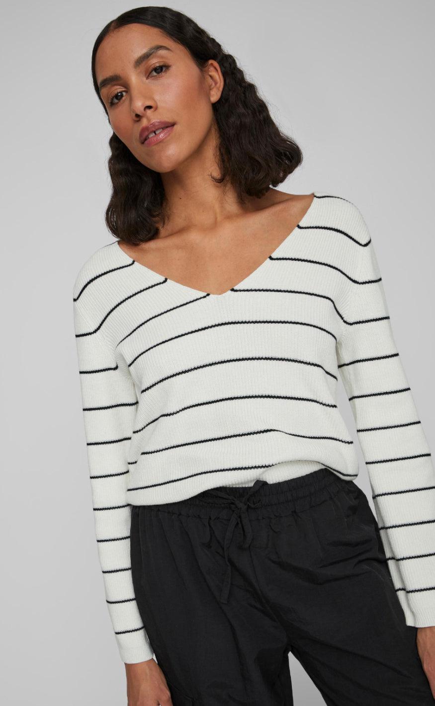 VILA Bluse - Chao - White Alyssum/Black