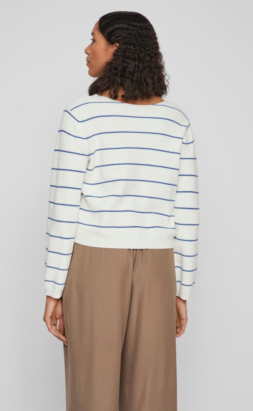 VILA Bluse - Chao - White Alyssum/Federal Blue