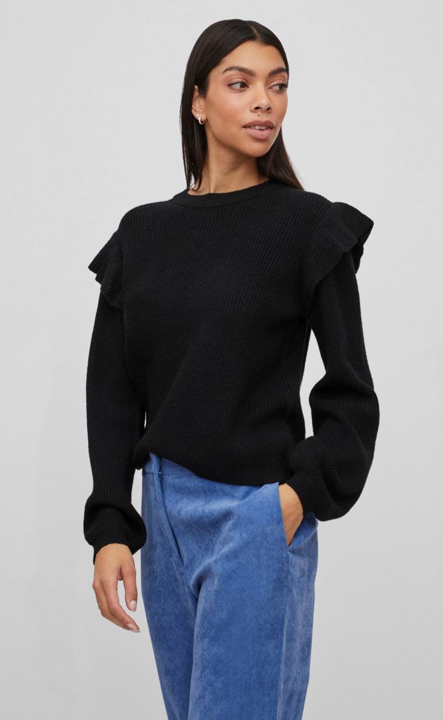 VILA Bluse - Ril Flounce - Black