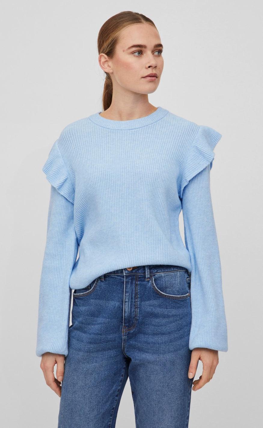VILA Bluse - Ril Flounce - Kentucky Blue
