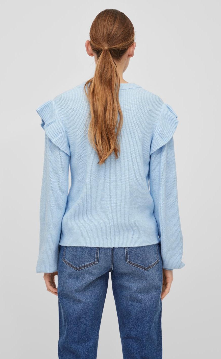 VILA Bluse - Ril Flounce - Kentucky Blue