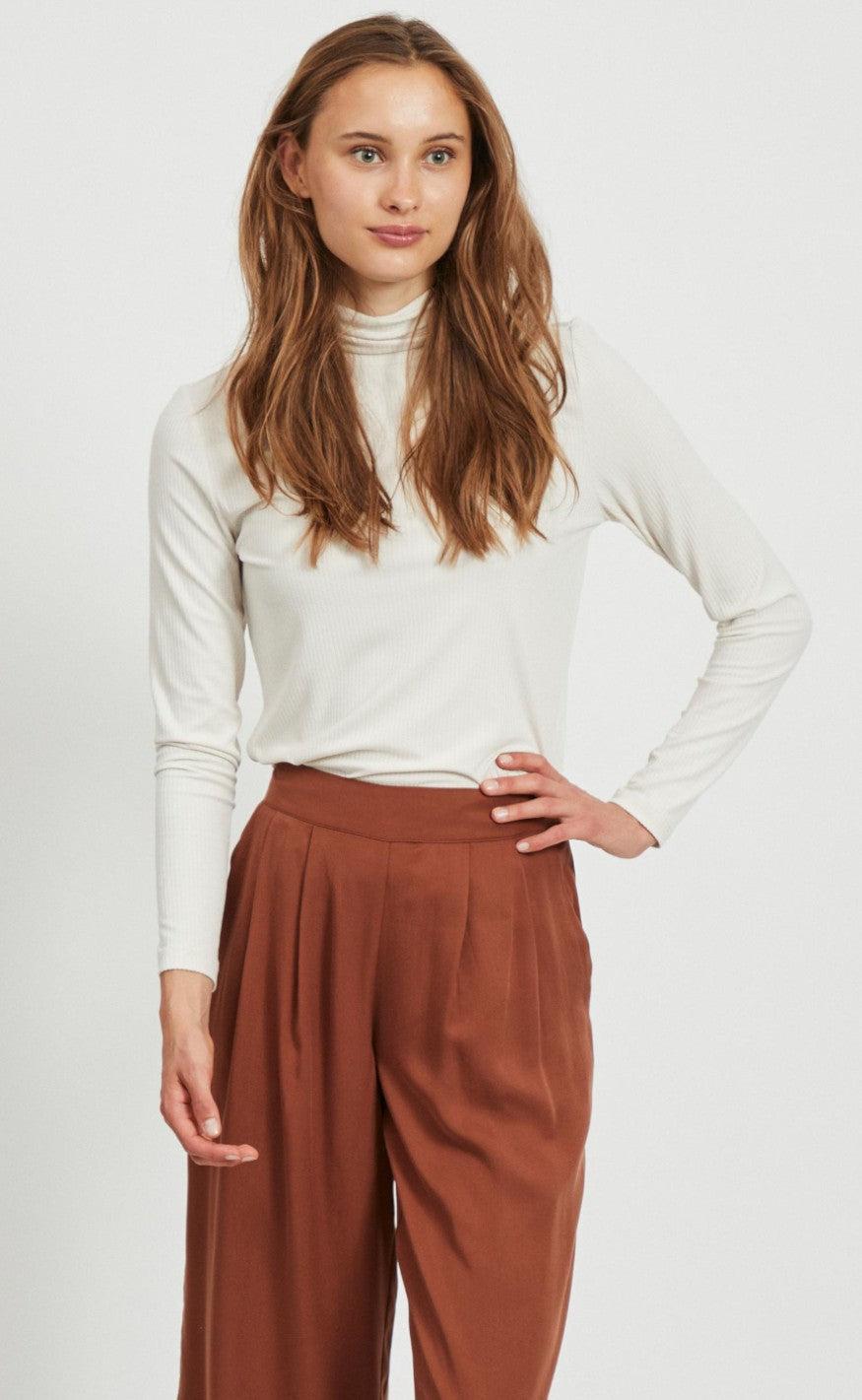 VILA Bluse - Solitta Rib - Birch