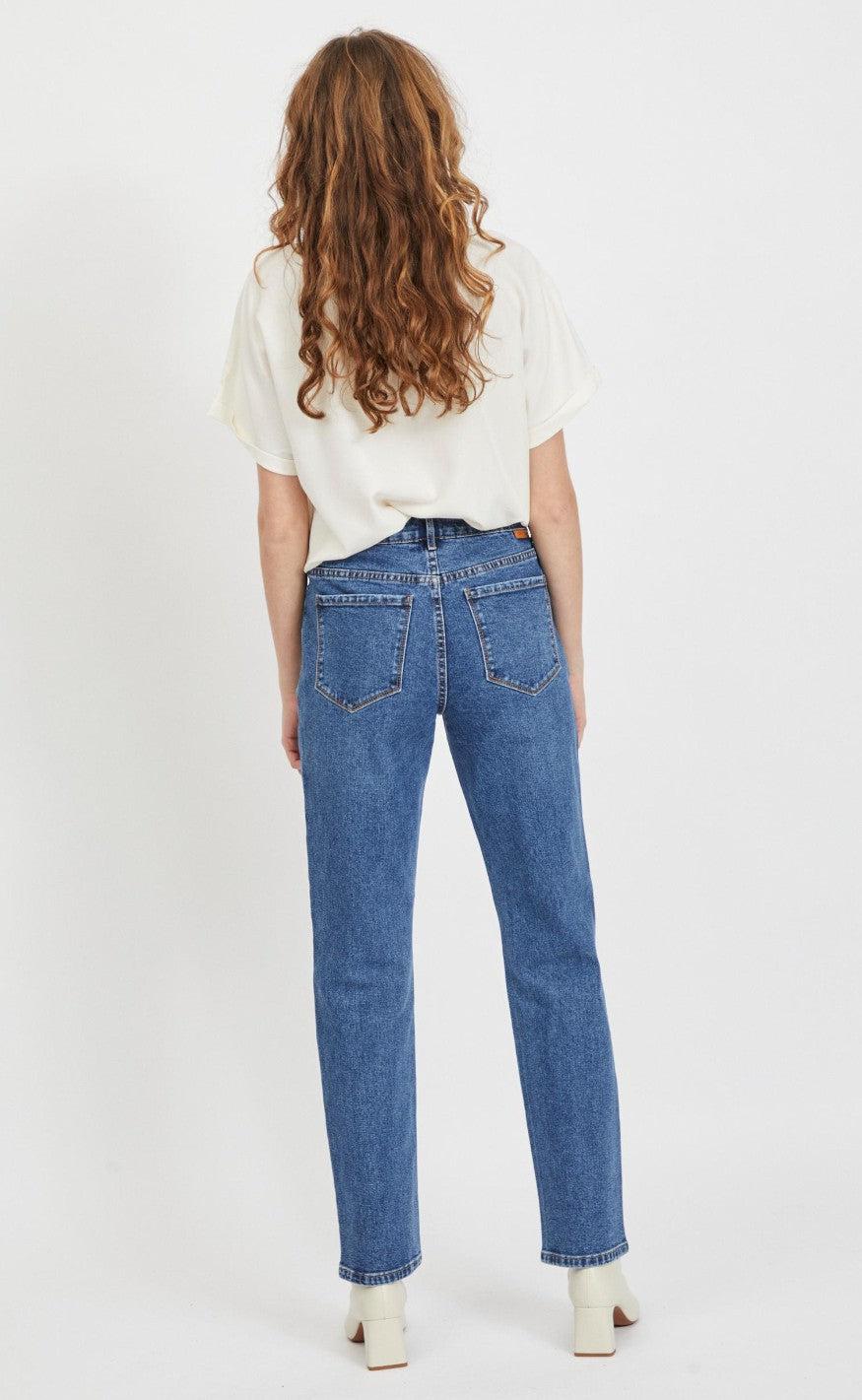 VILA Bukser - Stray Straight Jeans - Medium Blue Denim