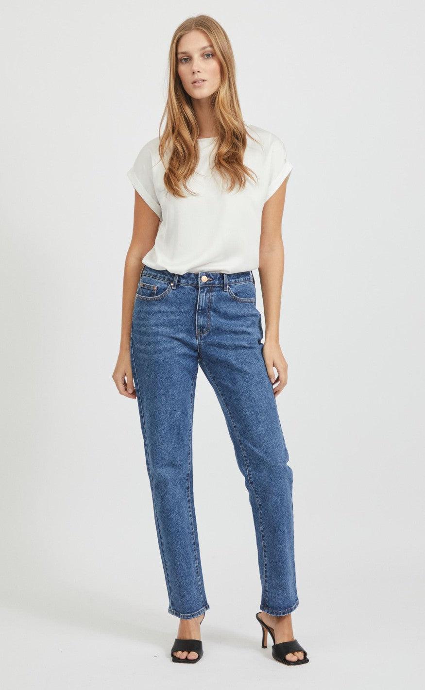 VILA Bukser - Stray Straight Jeans - Medium Blue Denim