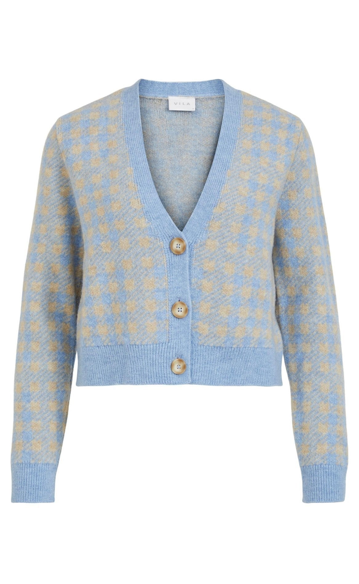 VILA Cardigan - Chekina Knit - Blue Bell