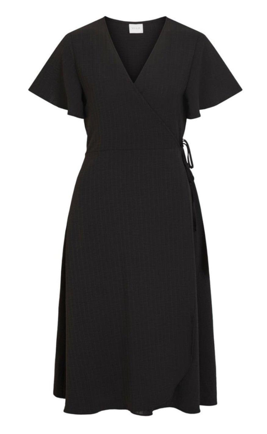 VILA Kjole - Lovie Wrap Midi - Black