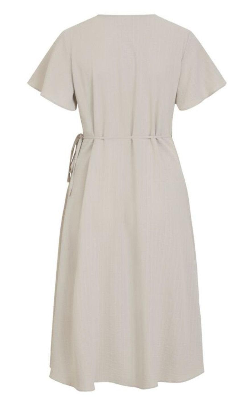 VILA Kjole - Lovie Wrap Midi - Dove
