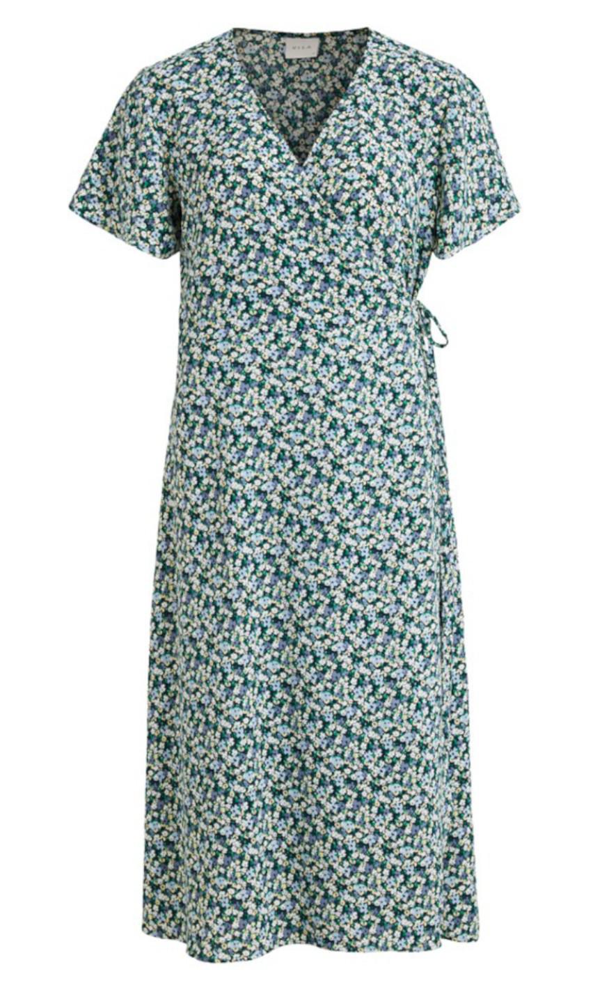 VILA Kjole - Lovie Wrap Midi - Navy