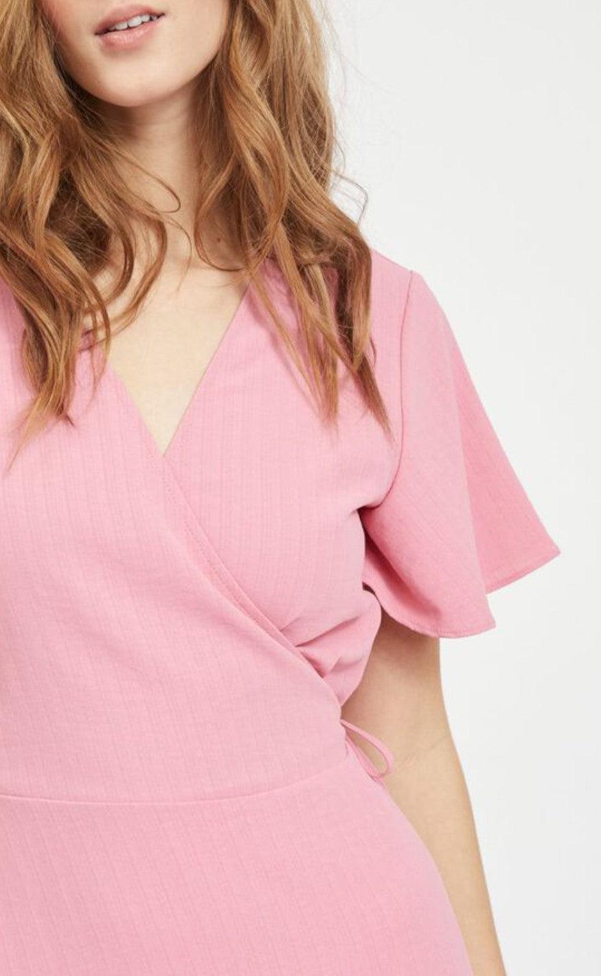 VILA Kjole - Lovie Wrap Midi - Wild Rose