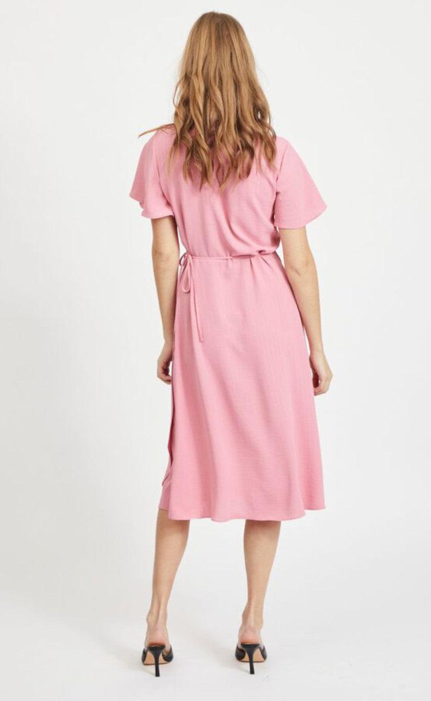 VILA Kjole - Lovie Wrap Midi - Wild Rose