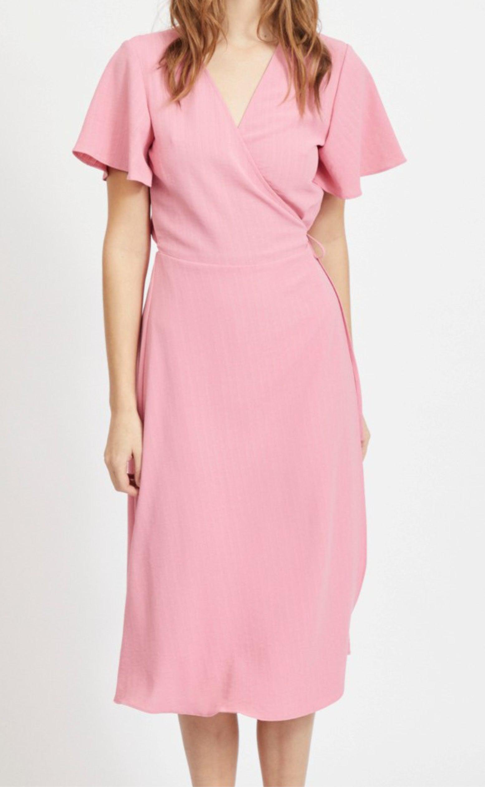 VILA Kjole - Lovie Wrap Midi - Wild Rose