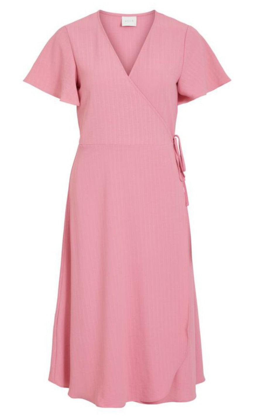 VILA Kjole - Lovie Wrap Midi - Wild Rose