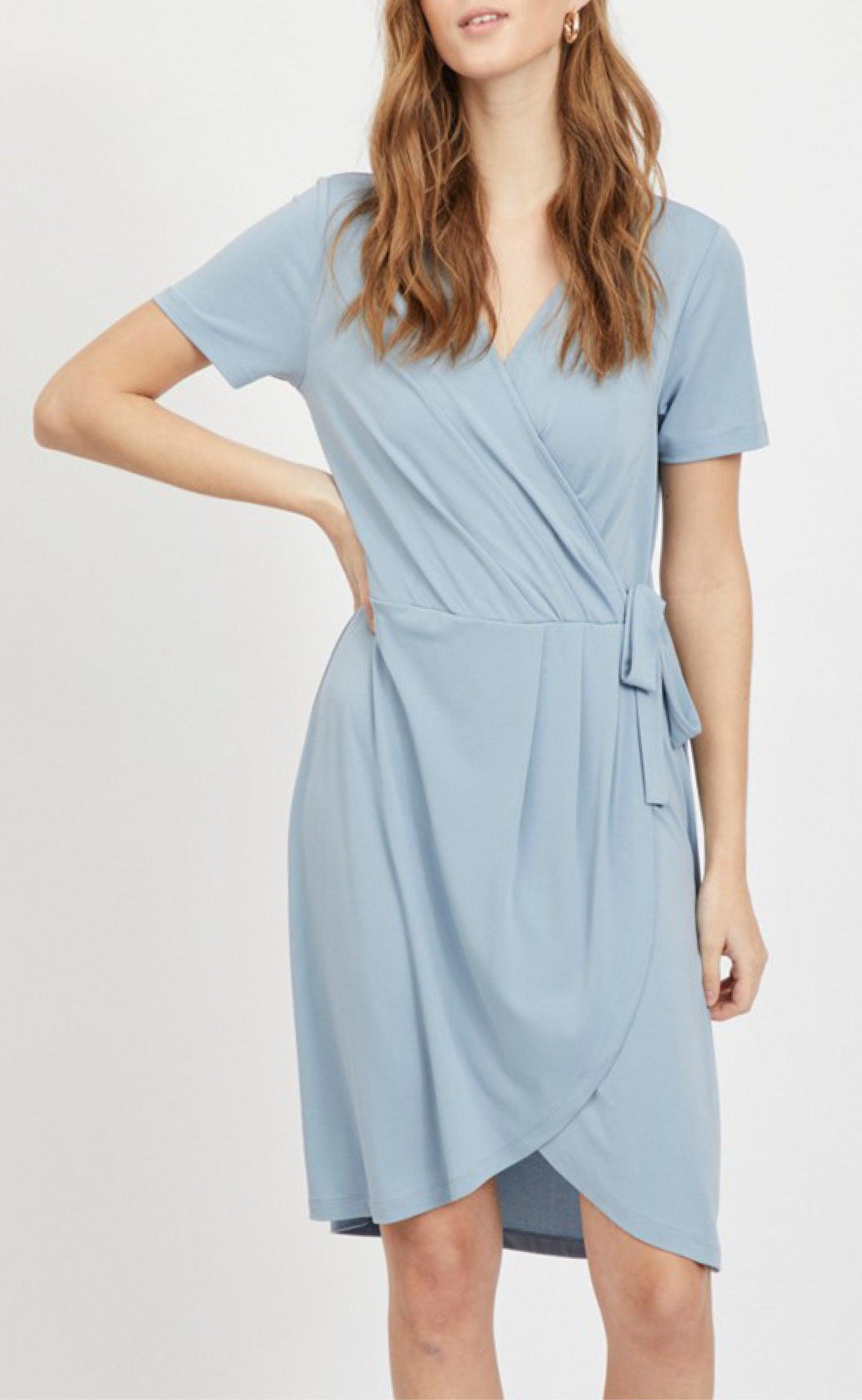 VILA Kjole - Nayeli Knee Wrap - Ashley Blue