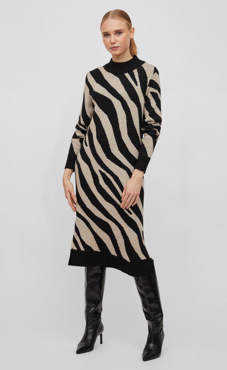 VILA Kjole - Ril - Black/Sesame Melange