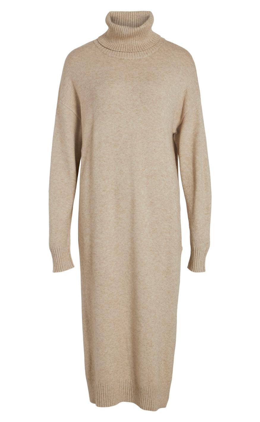 VILA Kjole Rollneck - Ril - Natural Melange