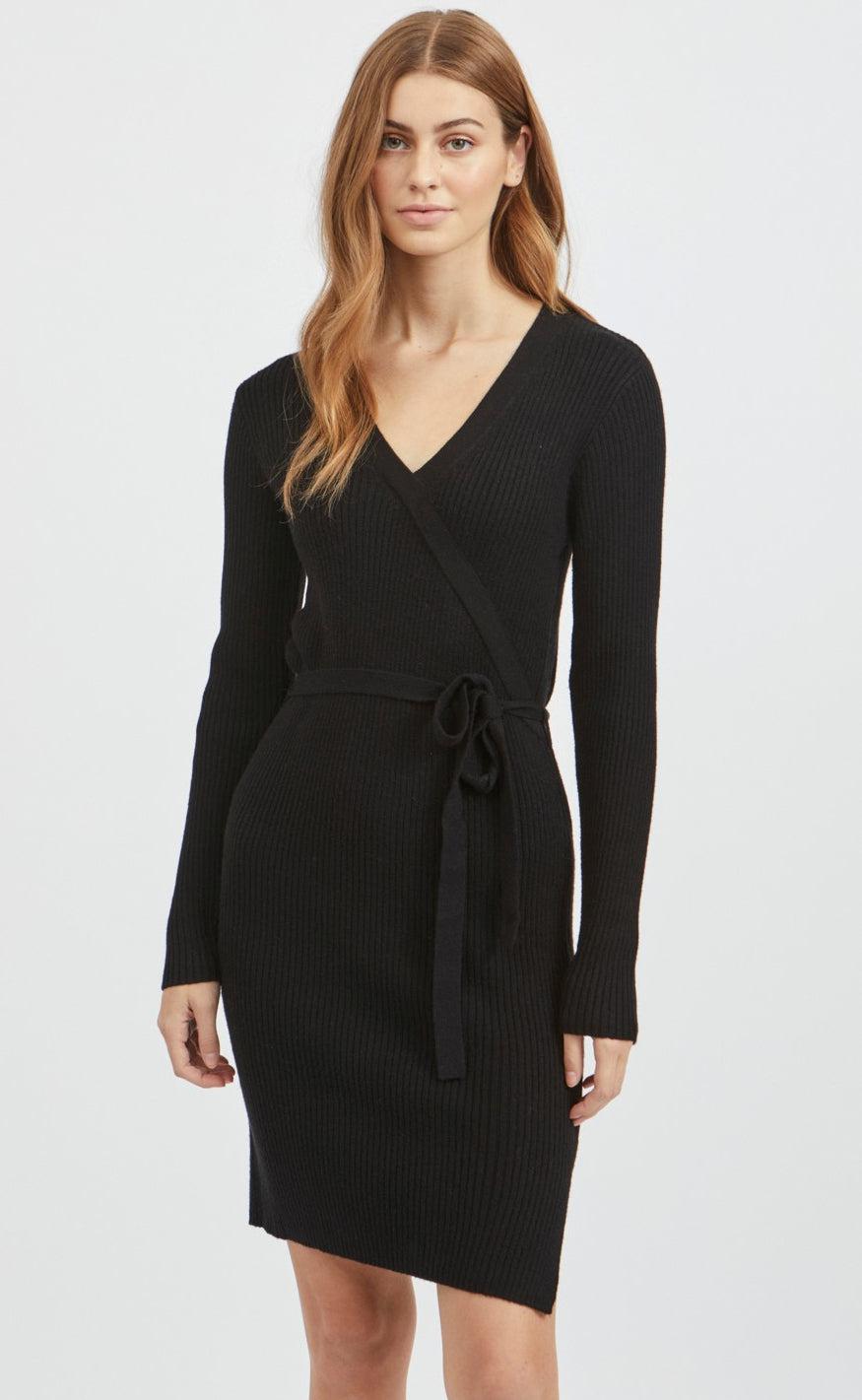 VILA Kjole Wrap - Ril - Black
