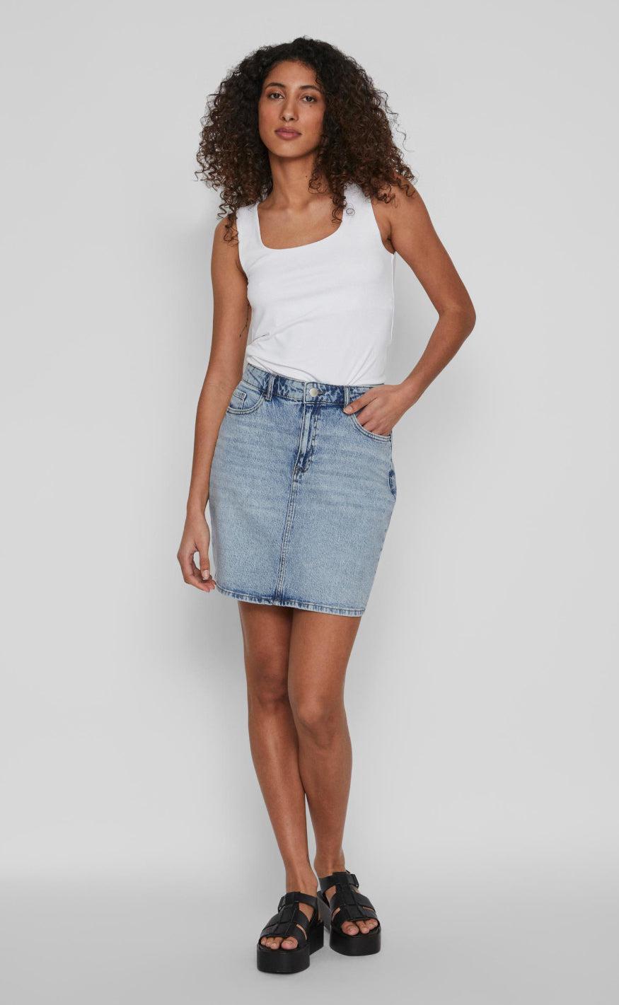 VILA Nederdel - Kaja - Light Blue Denim