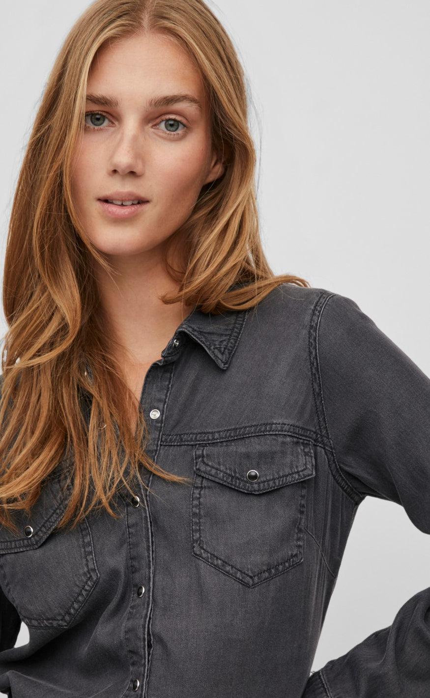 VILA Skjorte - Bista Denim - Black