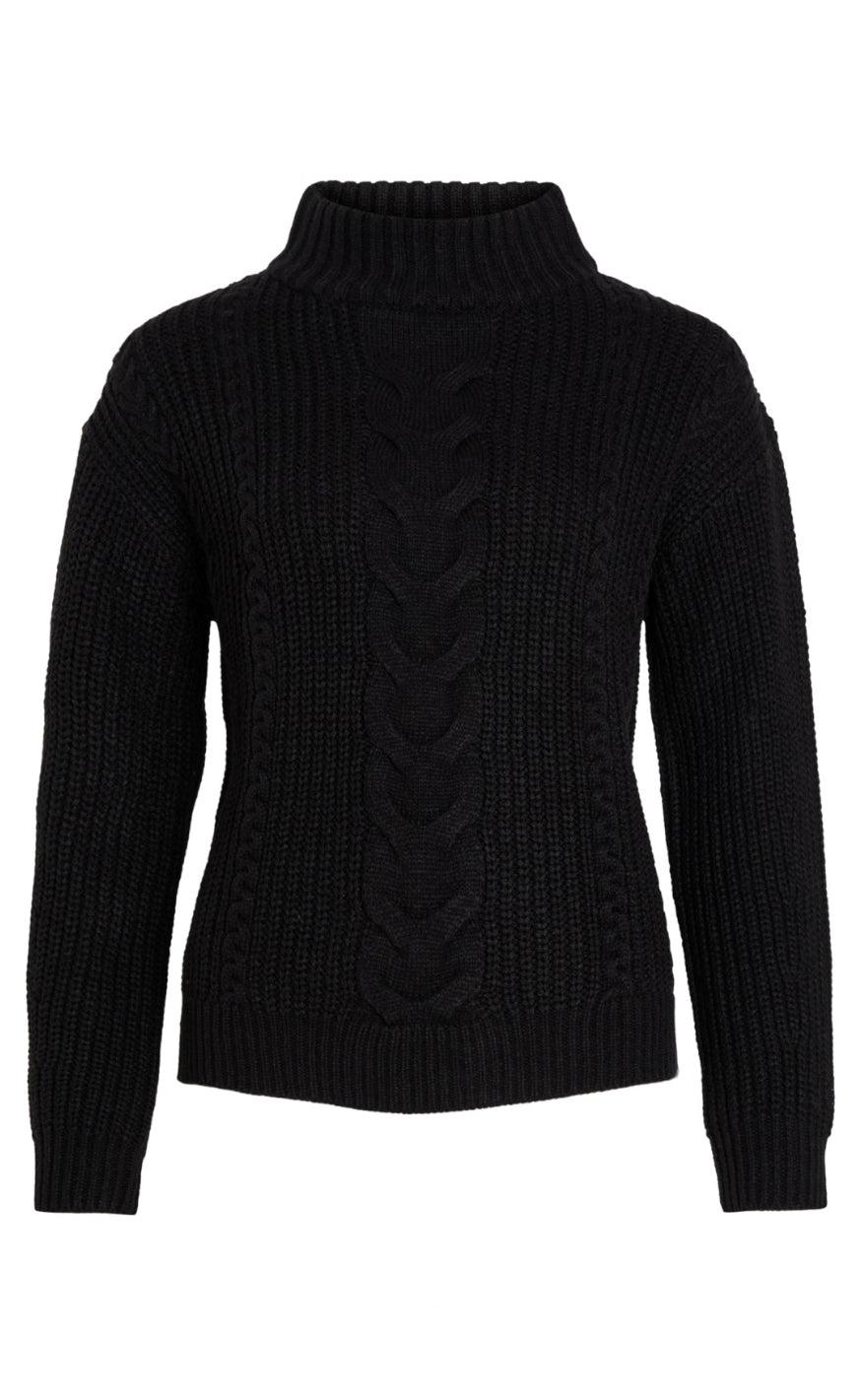VILA Striktrøje - Oa - Black