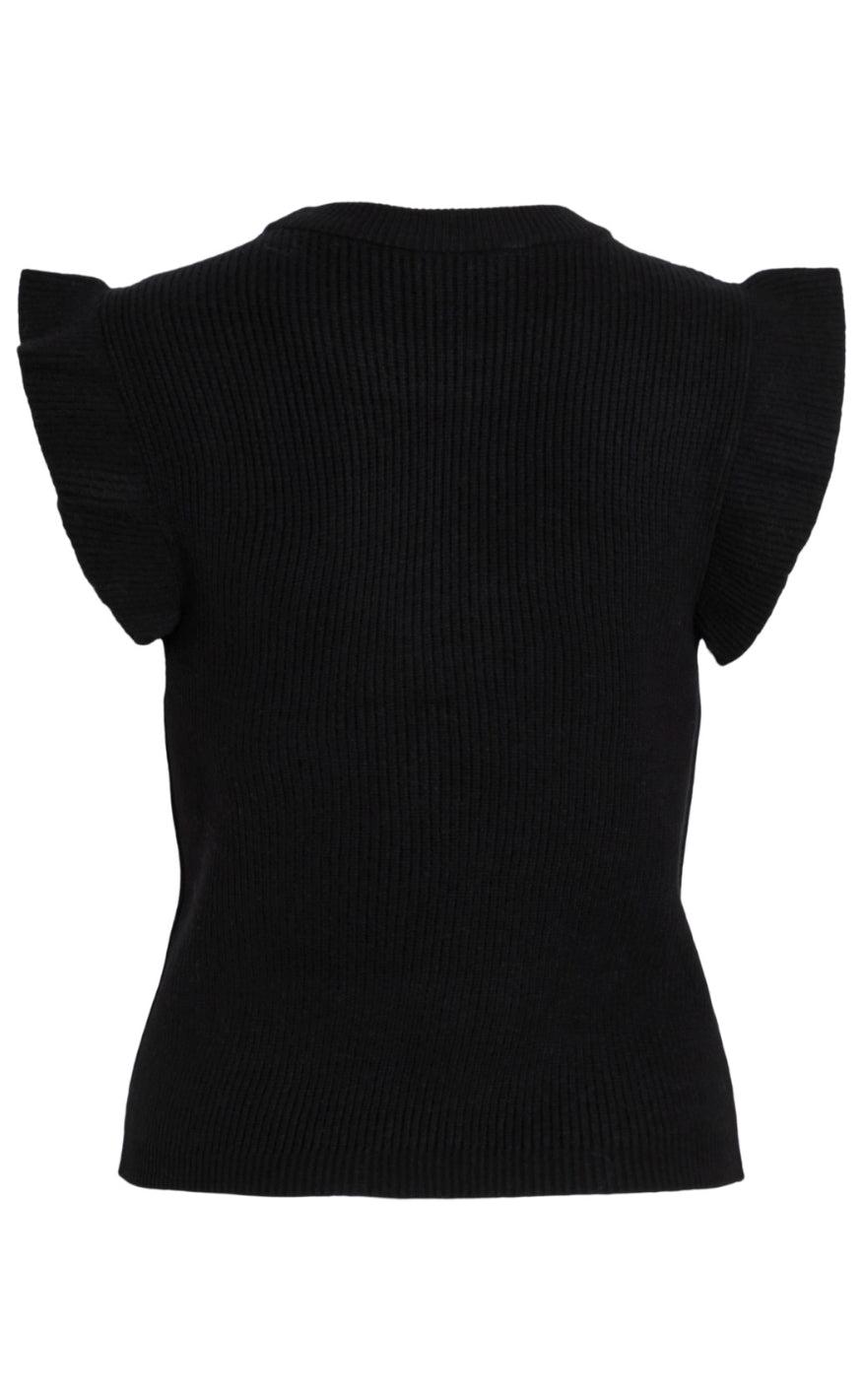 VILA Strikvest - Ril Flounce - Black