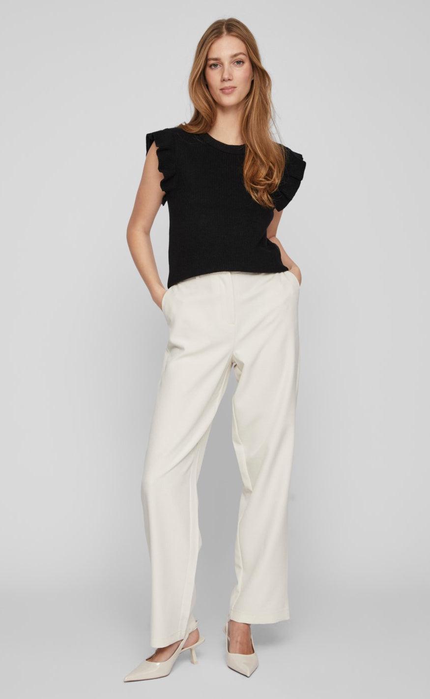 VILA Strikvest - Ril Flounce - Black