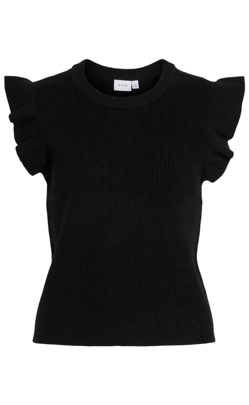 VILA Strikvest - Ril Flounce - Black