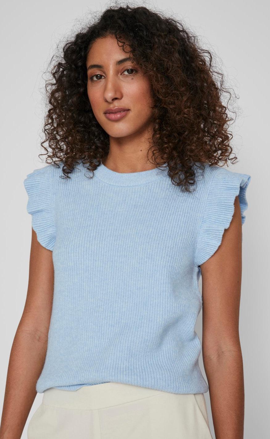 VILA Strikvest - Ril Flounce - Kentucky Blue