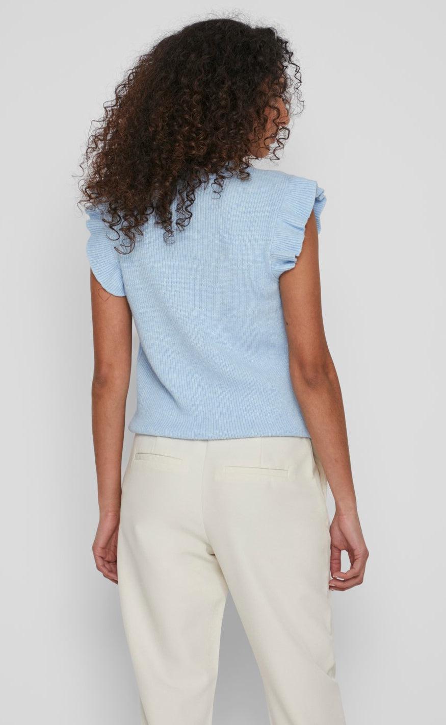 VILA Strikvest - Ril Flounce - Kentucky Blue