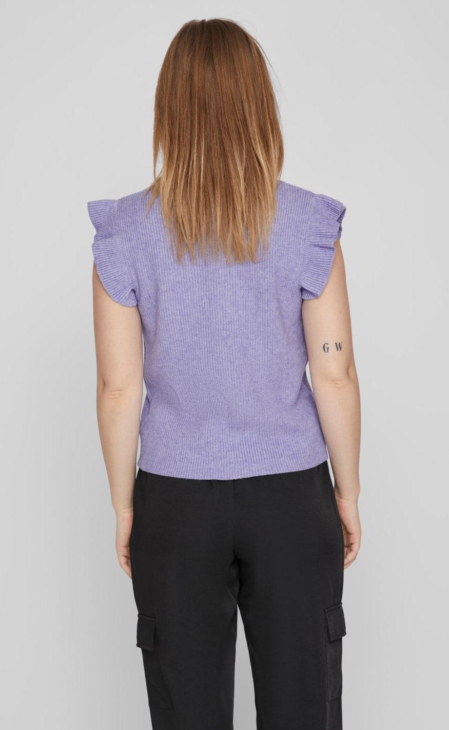 VILA Strikvest - Ril Flounce - Lavender