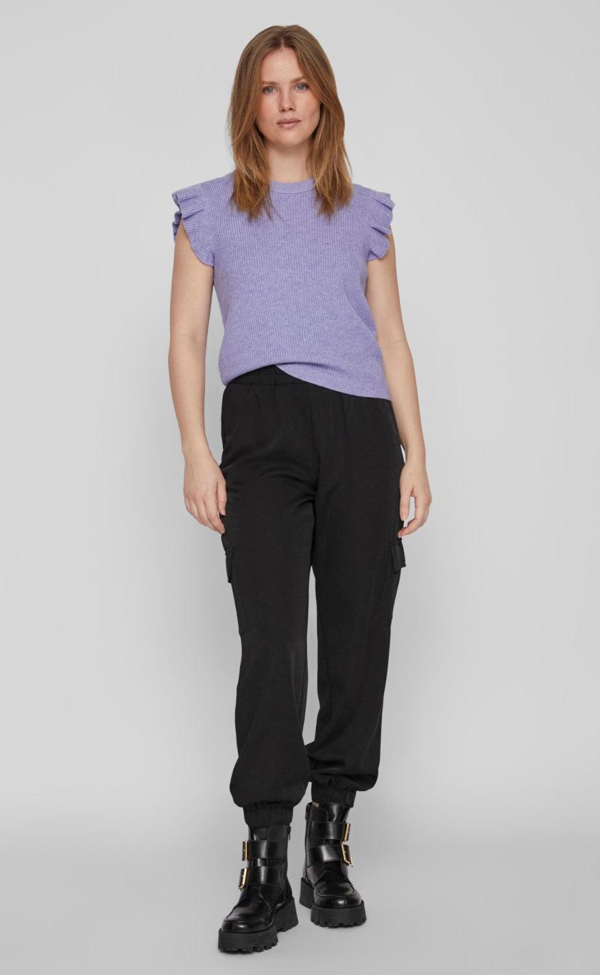 VILA Strikvest - Ril Flounce - Lavender