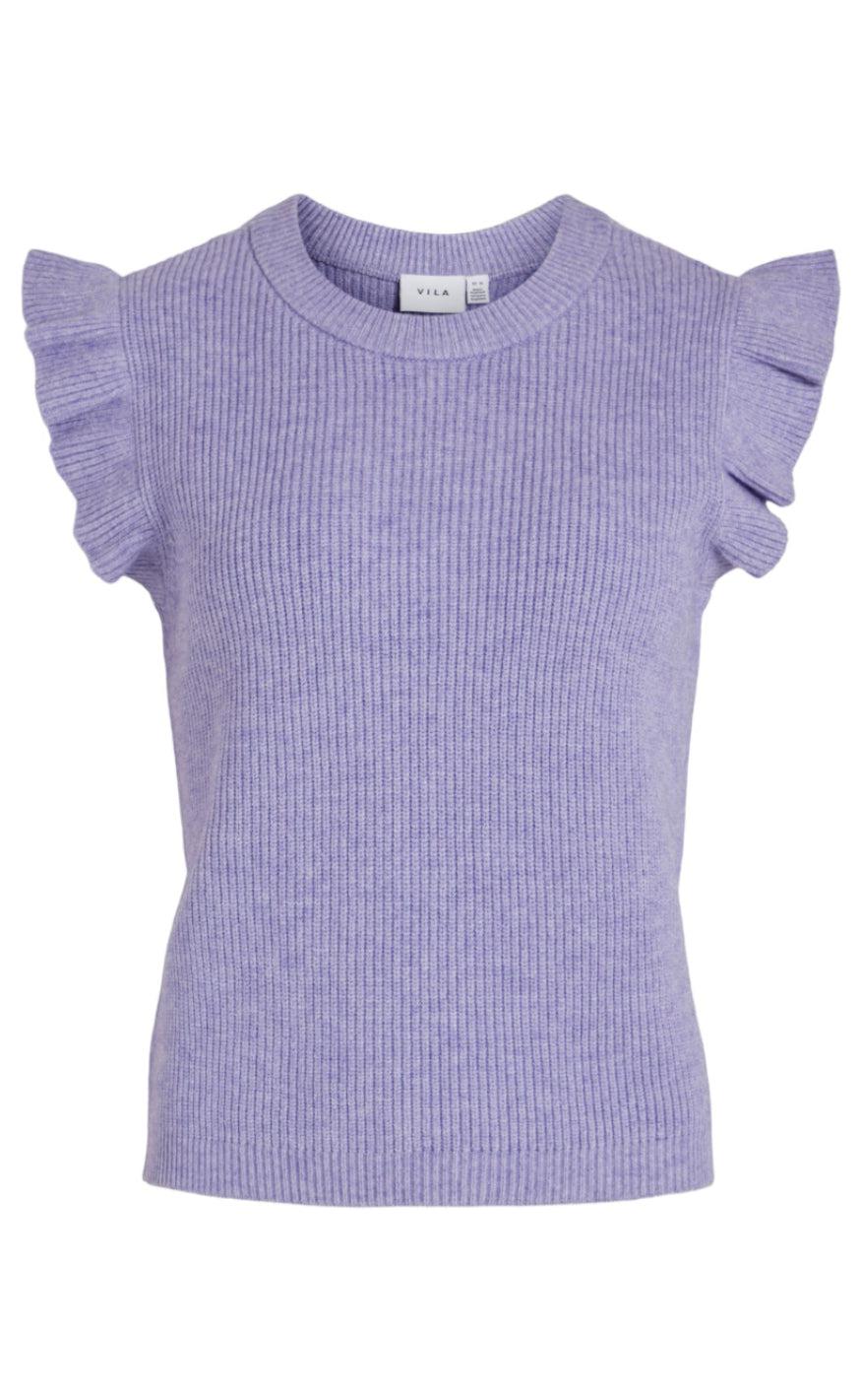 VILA Strikvest - Ril Flounce - Lavender