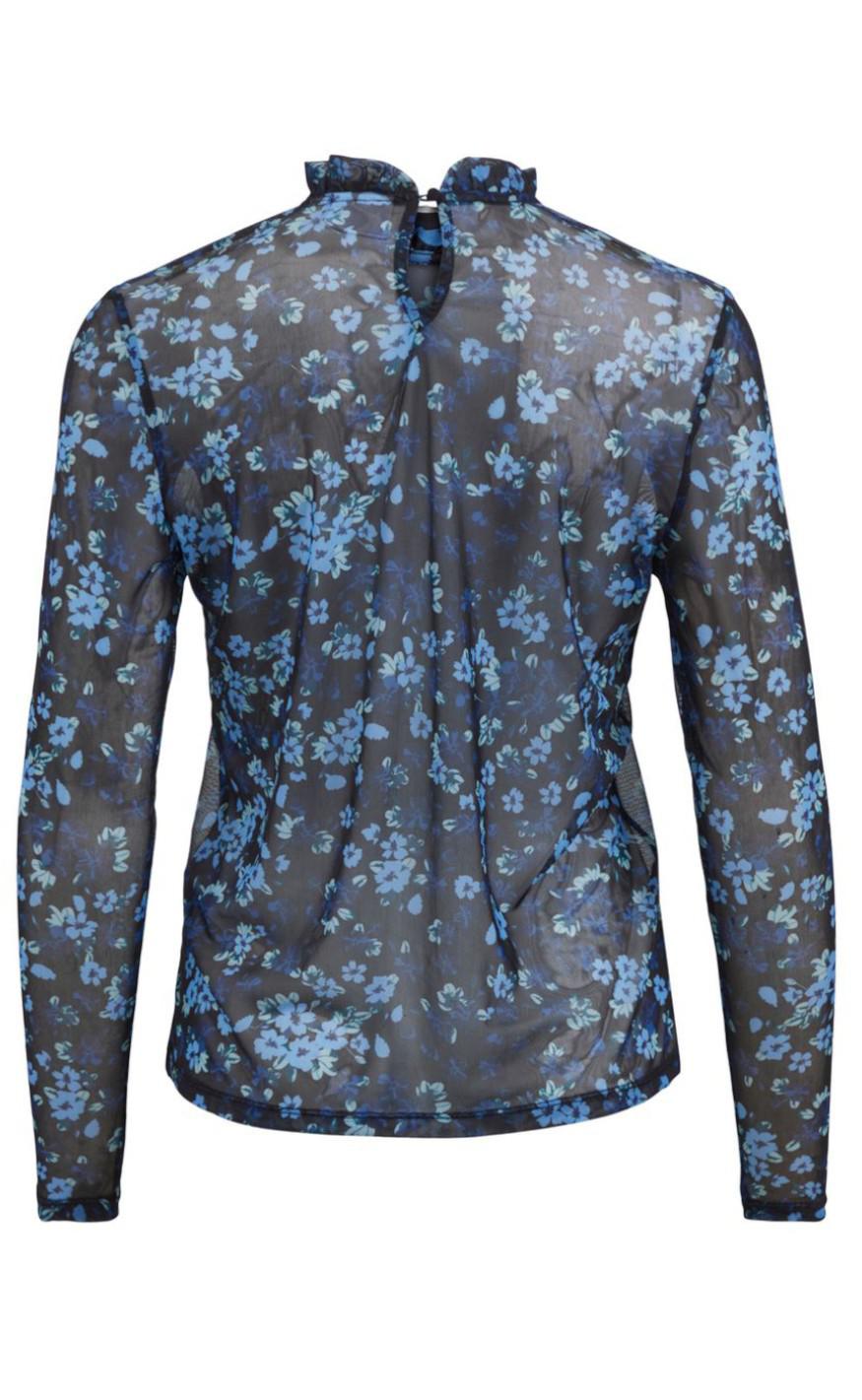 VILA Top - Highneck Mesh - Black / Flower Print