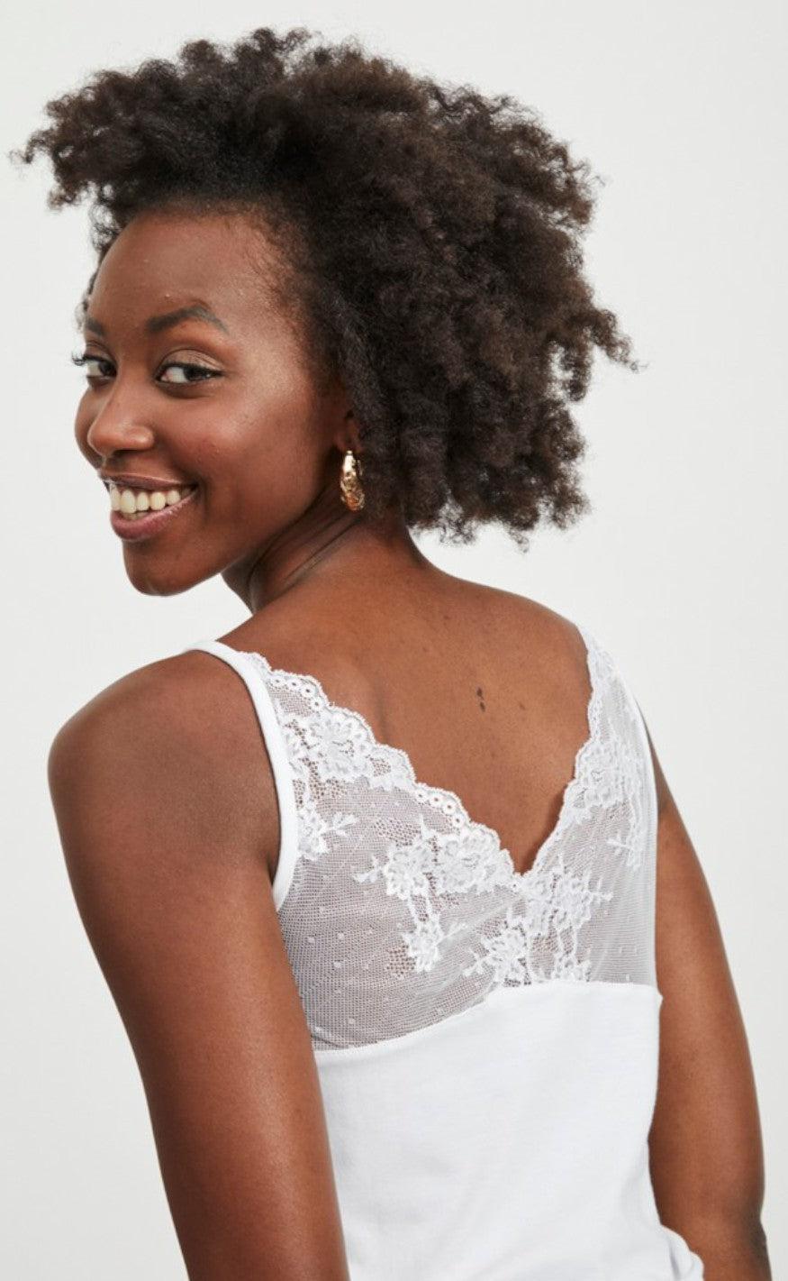 VILA Top - Officiel Lace Strap - Optical Snow