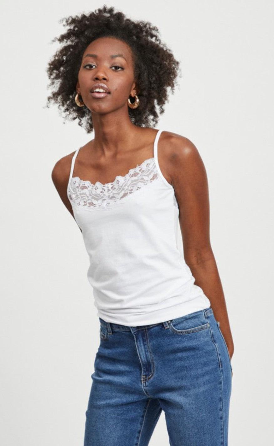 VILA Top - Officiel Lace Strap - Optical Snow