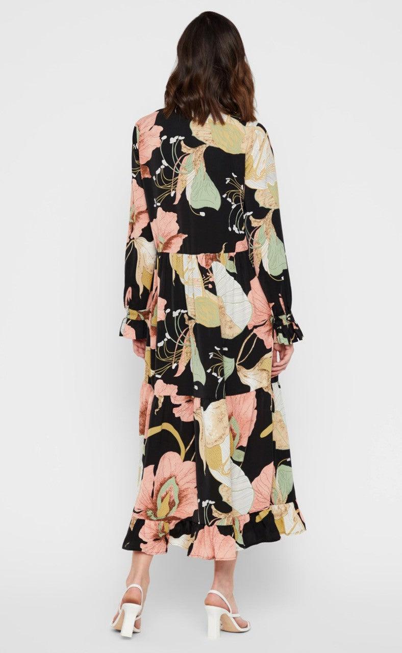 YAS BLOOMI ANKLE DRESS BLACK