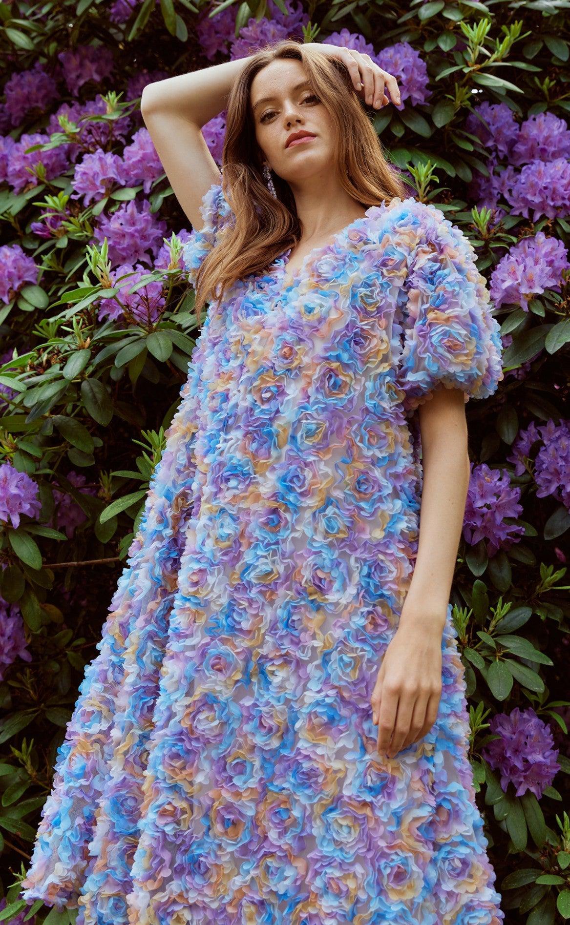 YAS Kjole - Flowerly - Arctic Ice