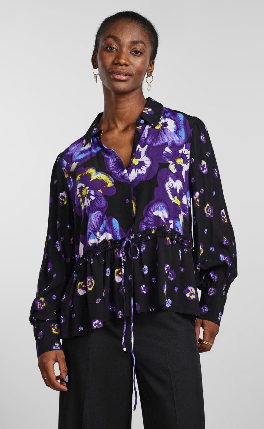 Yas Skjorte - Viola LS - Black/Viola
